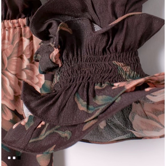 Johanna Ortiz x H&M Floral Maxi Dress with Ruffled Statement Sleeves Brown XS - Picture 7 of 14